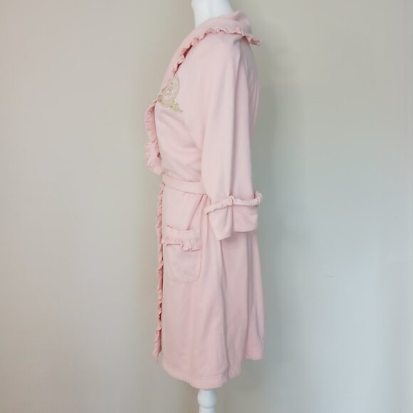 Juicy Couture Ruffled Embroidered Crest Bath Robe Size Large - Picture 2 of 7